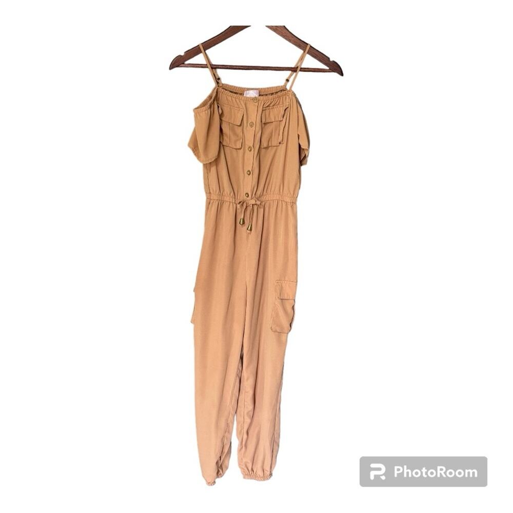 Stella Tweed Girl’s Cargo Jumpsuit Tan Large 14